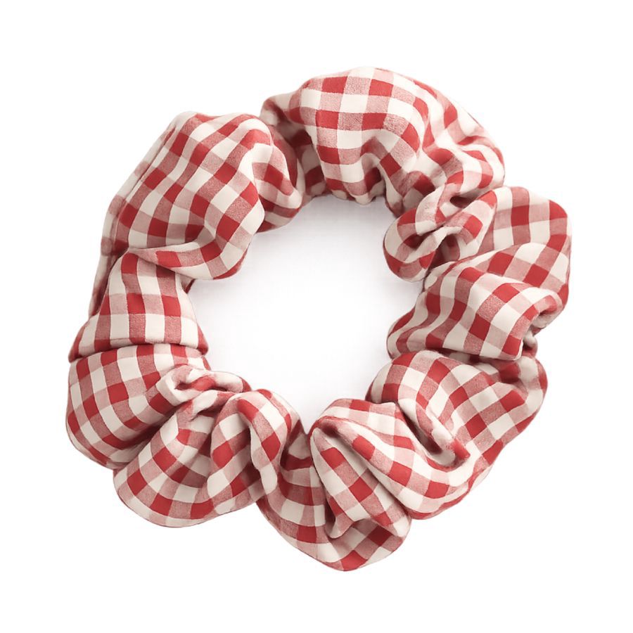 Scrunchie Gingham Red Ikat Rambut Kain Astro Kids 1pcs