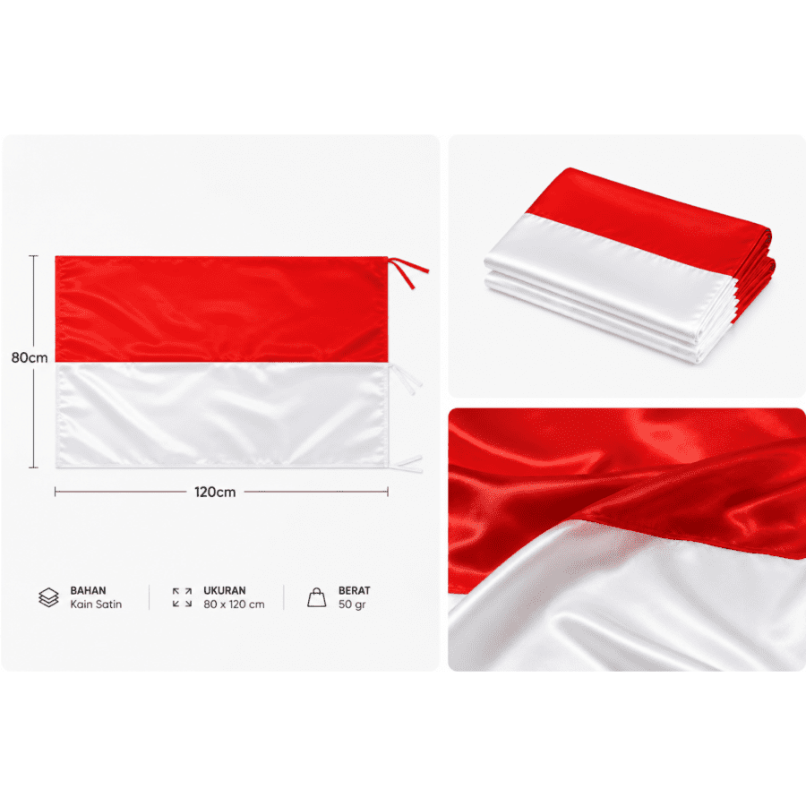 Bendera Merah Putih Persegi Satin Premium 1pcs