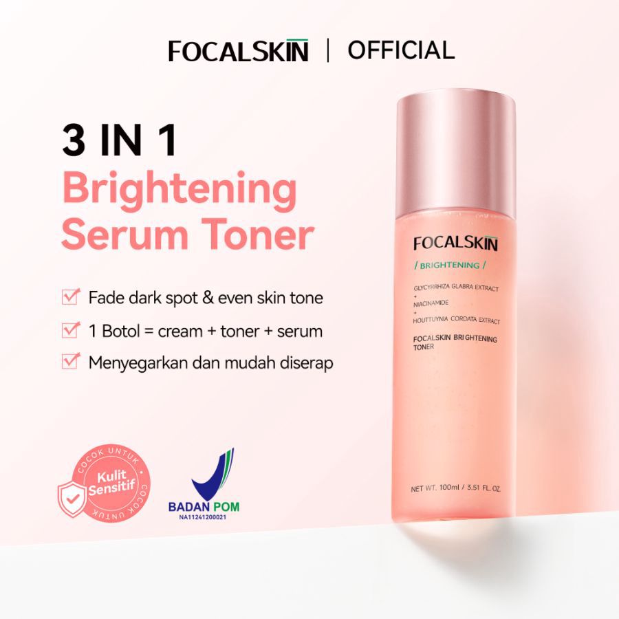 FOCALSKIN 3 In 1 Brightening Serum Toner Wajah