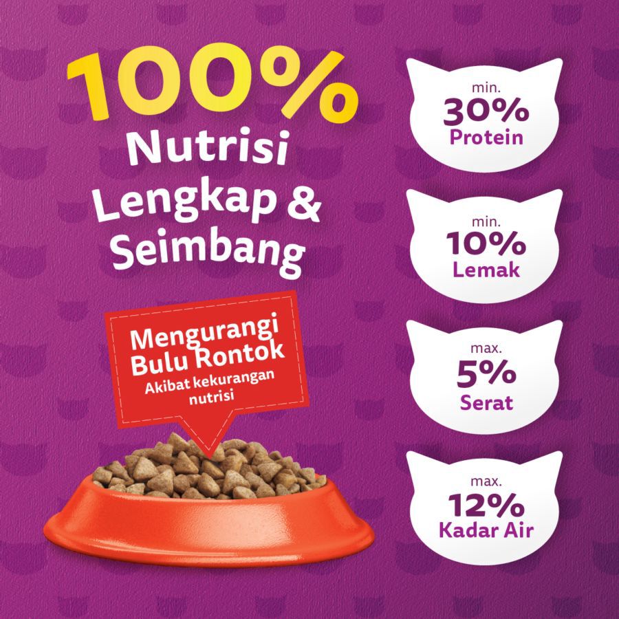 Whiskas Skin & Coat Chicken & Salmon Adult Makanan Kucing 450gram