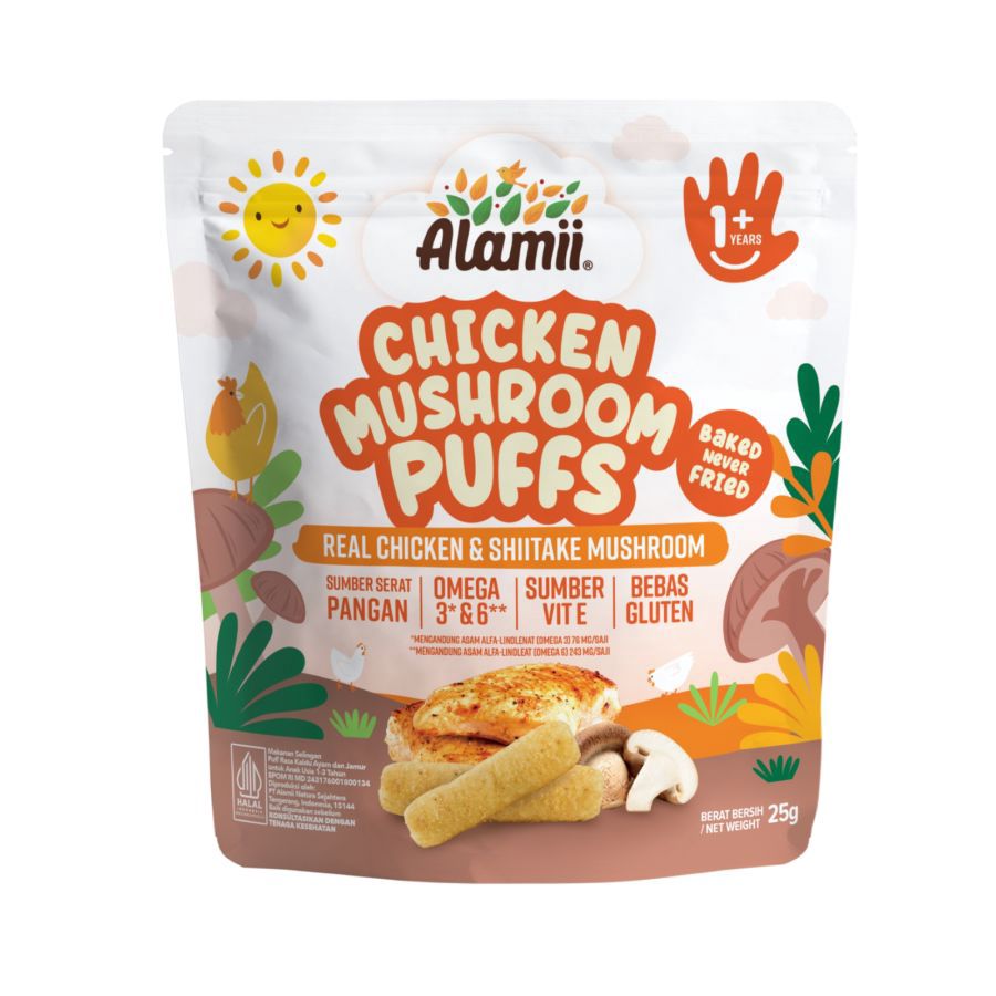 Alamii Chicken Mushroom Puffs Snack Bayi 1+ Tahun 25gram