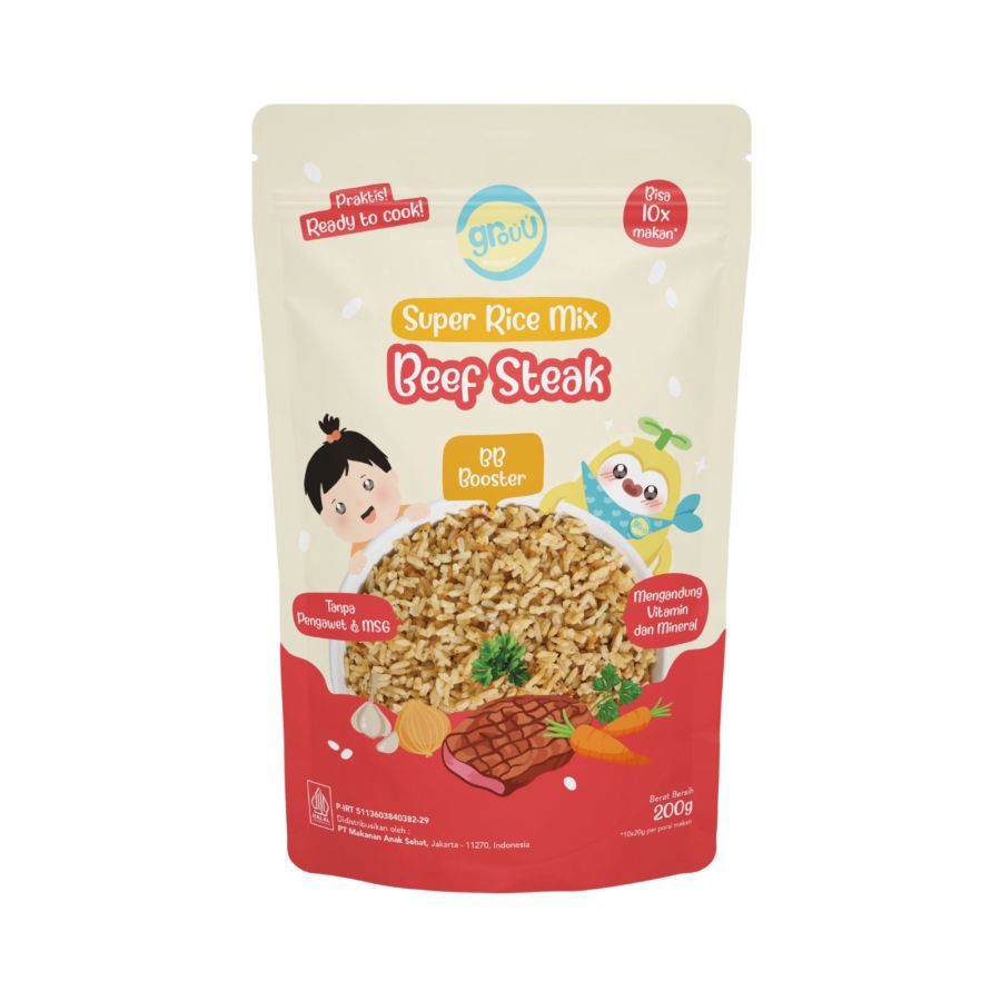 Grouu Super Rice Mix Beef Steak MPASI 200gram