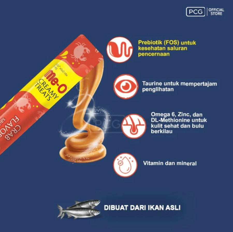 Me-O Creamy Treats Crab Snacks Kucing 60gram