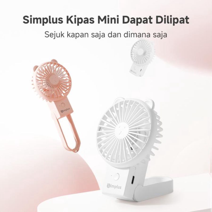 Simplus Mini Fan Lipat Portabel Pink 1pcs