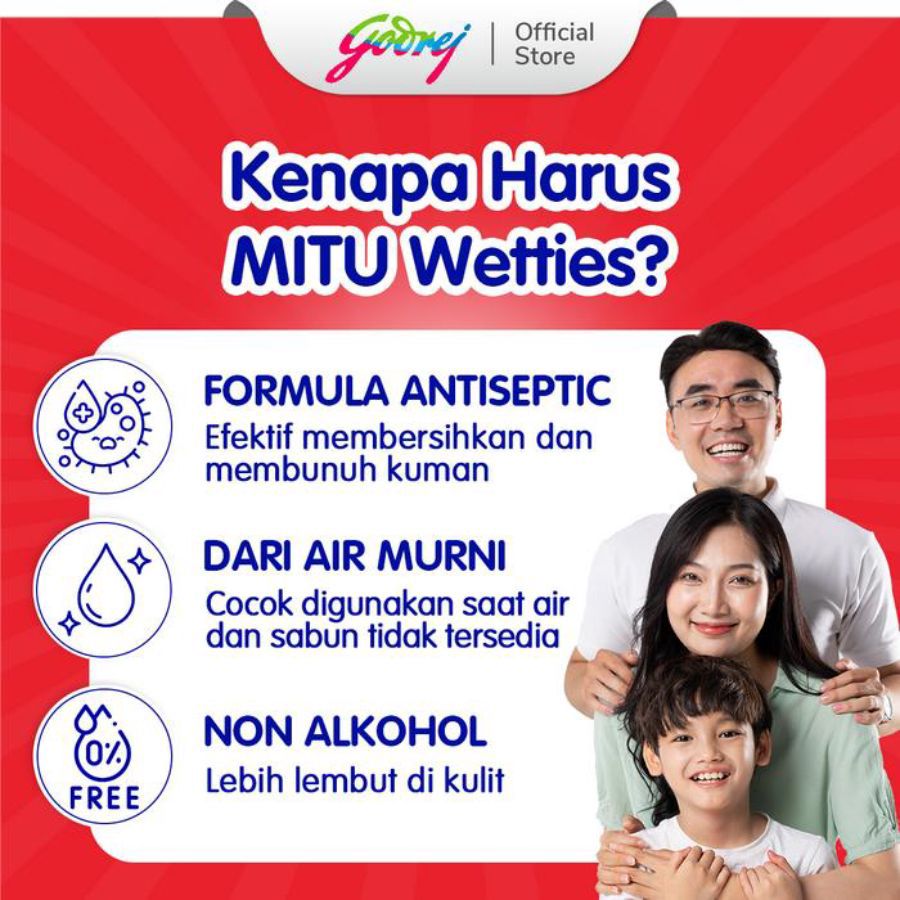Mitu Wetties Family Fresh Clean Wet Wipes Refill 90sheets