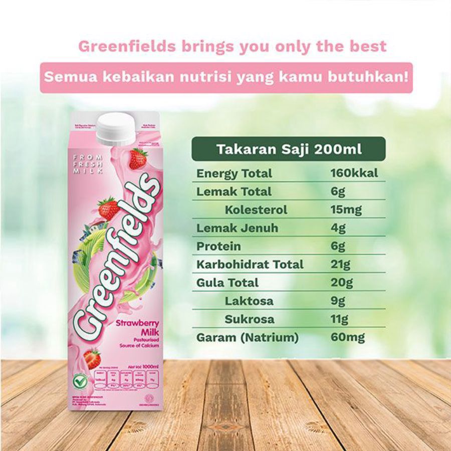 Greenfields Fresh Milk Strawberry 950ml