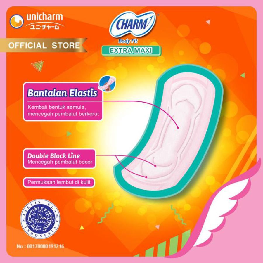 Charm Body Fit Extra Maxi Non Wing 23 cm Pembalut Kewanitaan 30pads