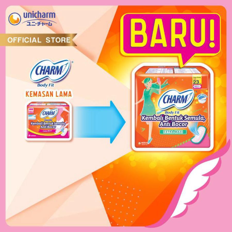 Charm Body Fit Extra Maxi Non Wing 23 cm Pembalut Kewanitaan 10pads