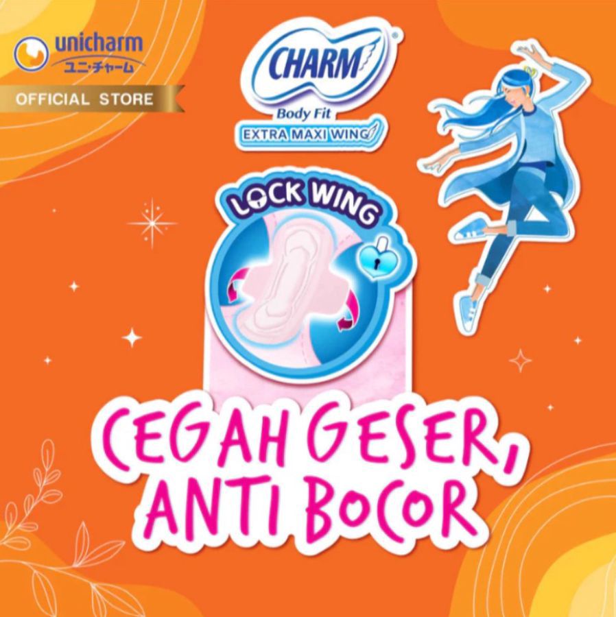 Charm Body Fit Extra Maxi Wing 23cm Pembalut Kewanitaan 28pcs