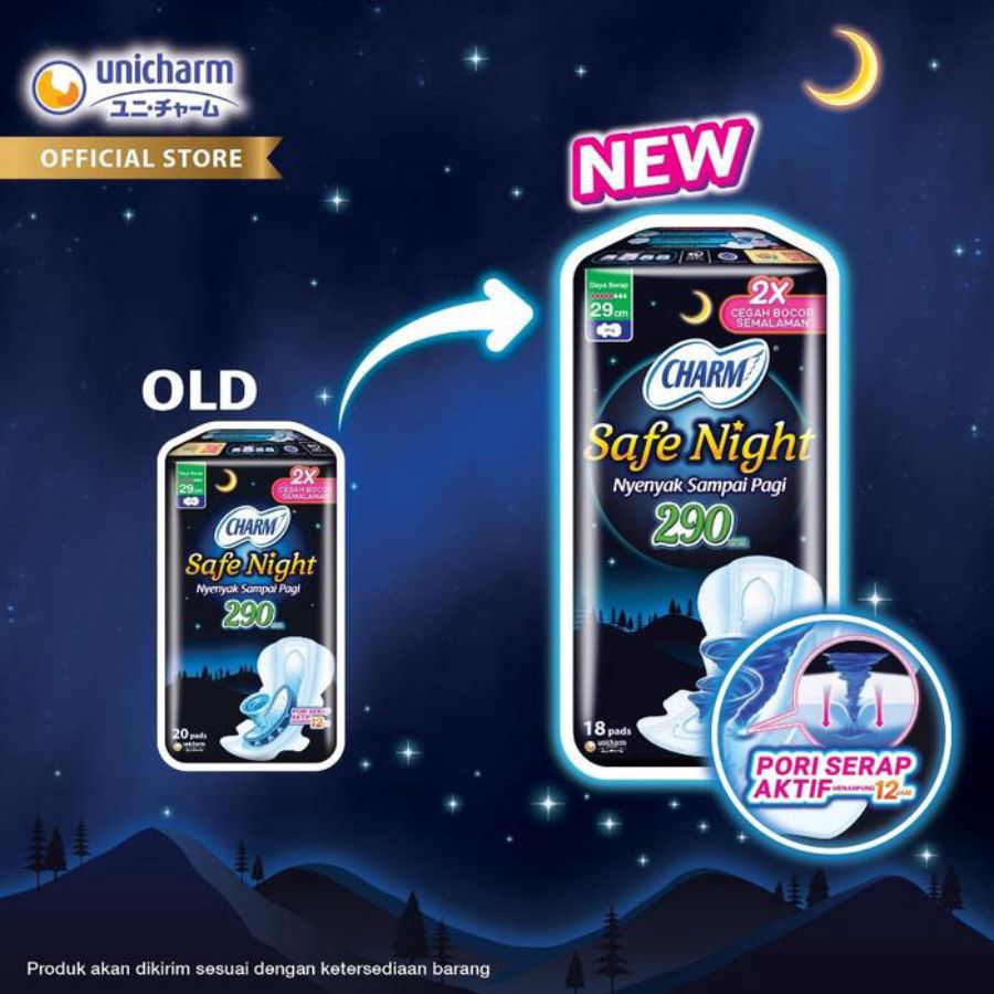 Charm Safe Night Wing 29cm Pembalut Kewanitaan 18pcs