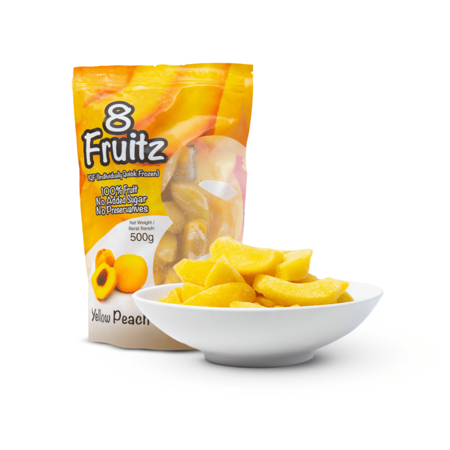 8 Fruitz Yellow Peach Sliced Frozen IQF 500gram