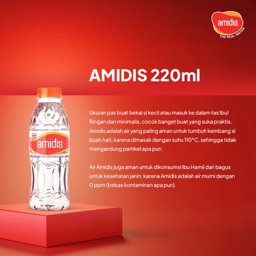 Amidis Distilled Demineral Water Multipack 24 botol x 220ml 1dus