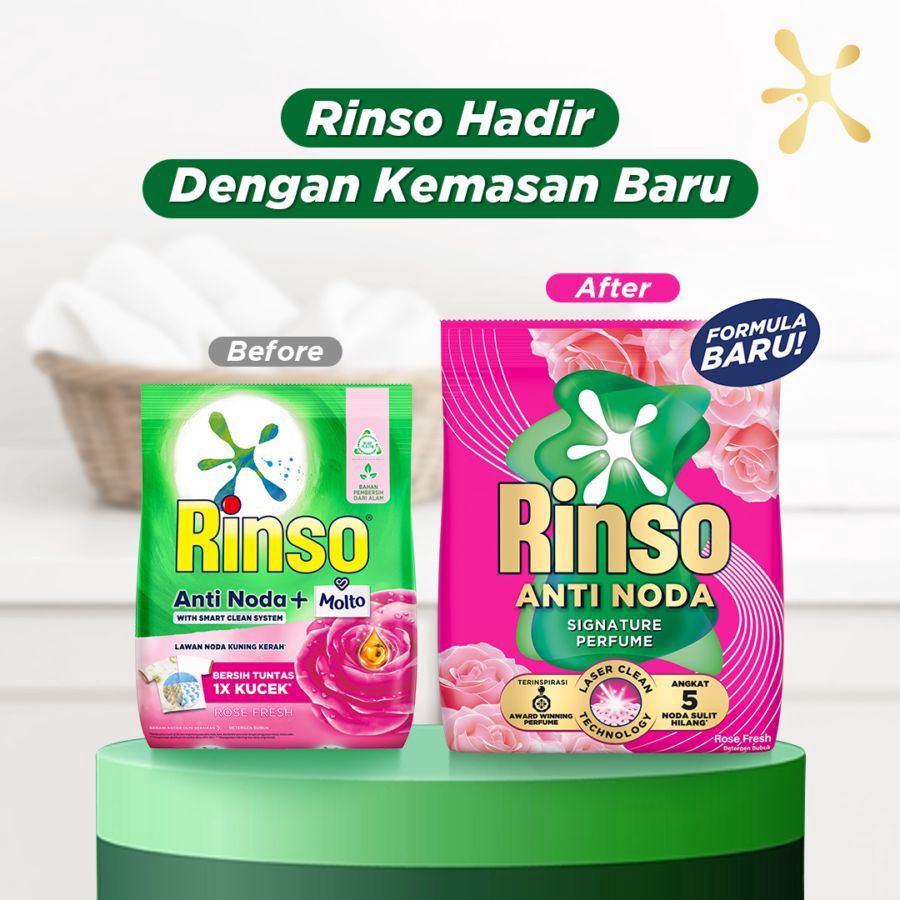 Rinso Anti Noda Rose Fresh Deterjen Bubuk 380gram