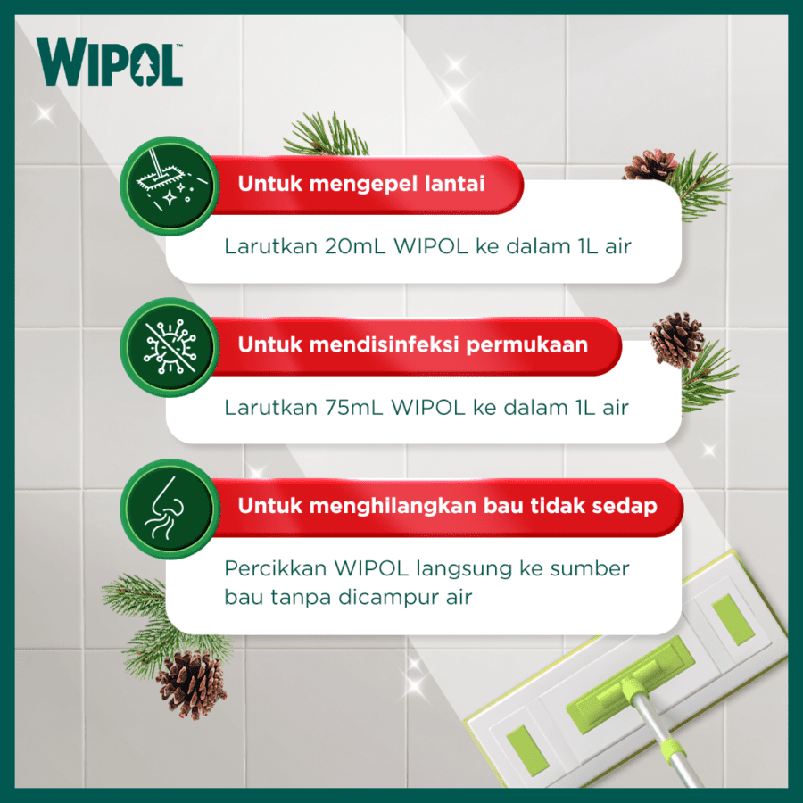 Wipol Karbol Cemara Pembersih Lantai Pouch 1400gram