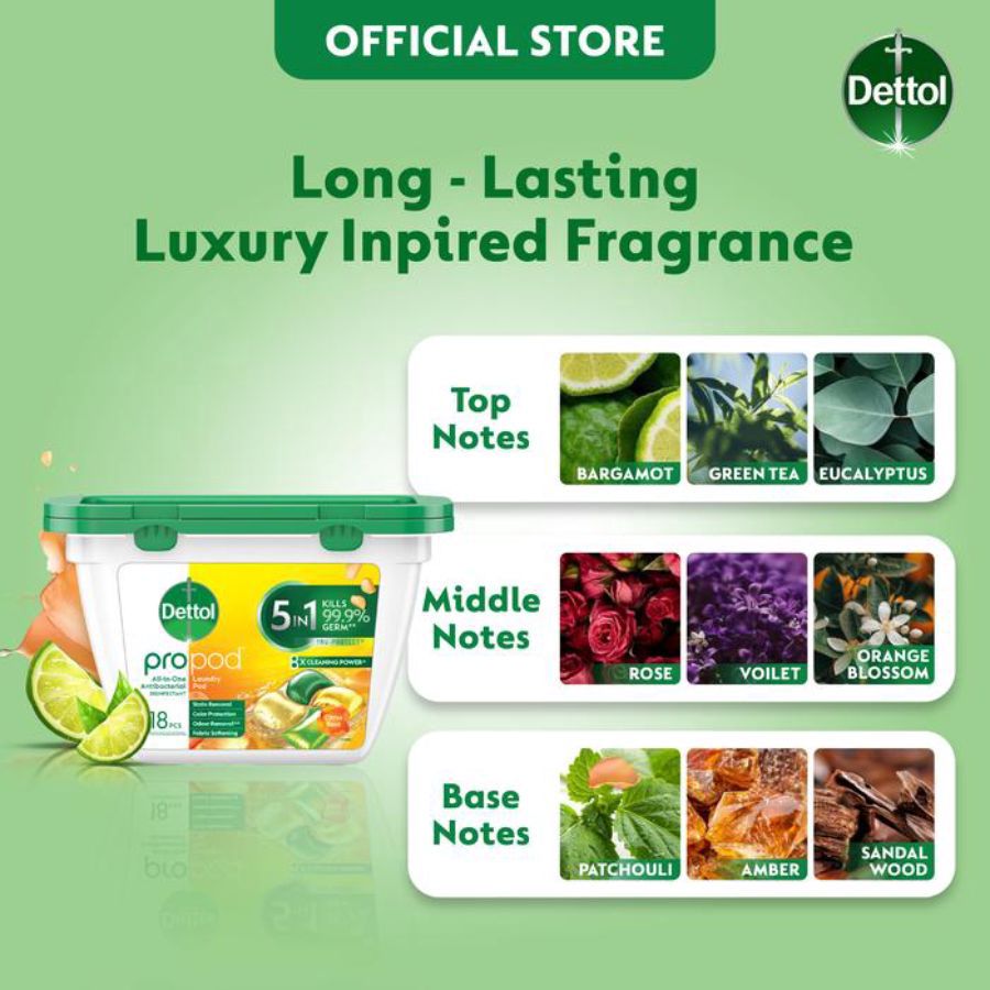 Dettol Propod Laundy Pod Kapsul Citrus Rose Deterjen Cair