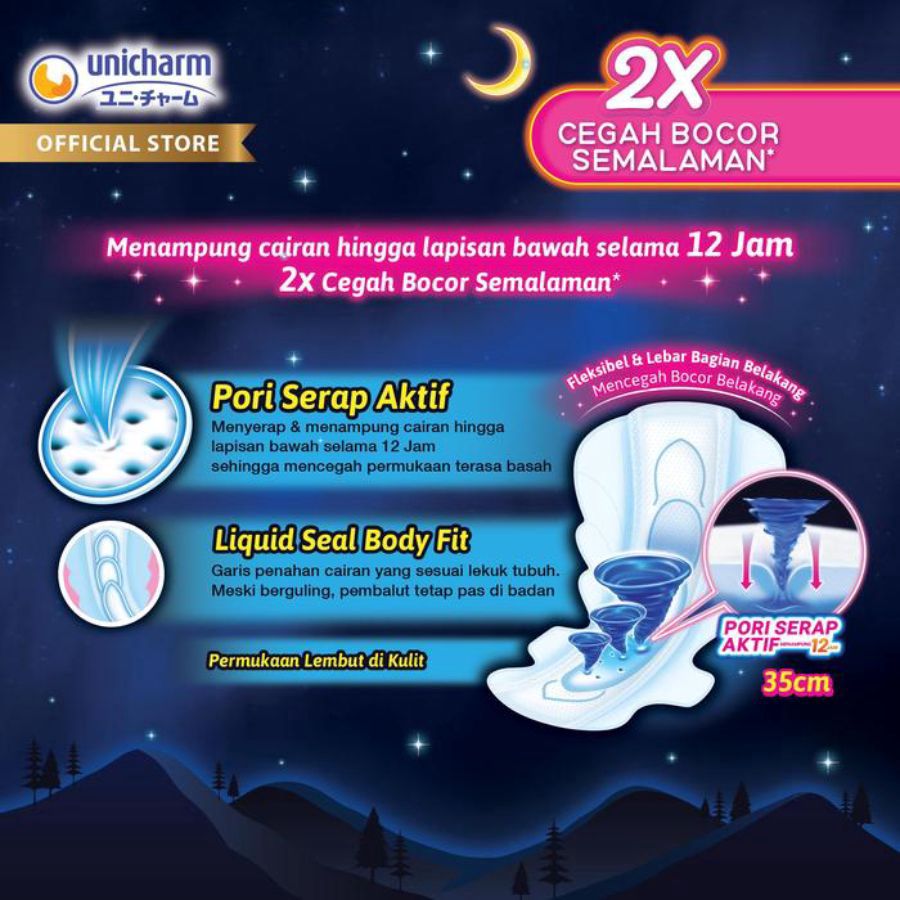 Charm Safe Night Wing 35cm Pembalut Wanita 12pcs