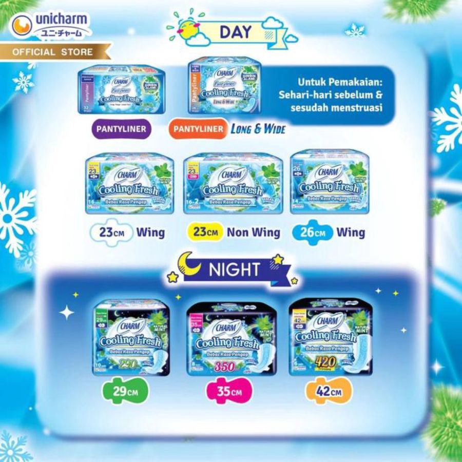 Charm Cooling Fresh Wing 23cm Pembalut Kewanitaan 15pcs