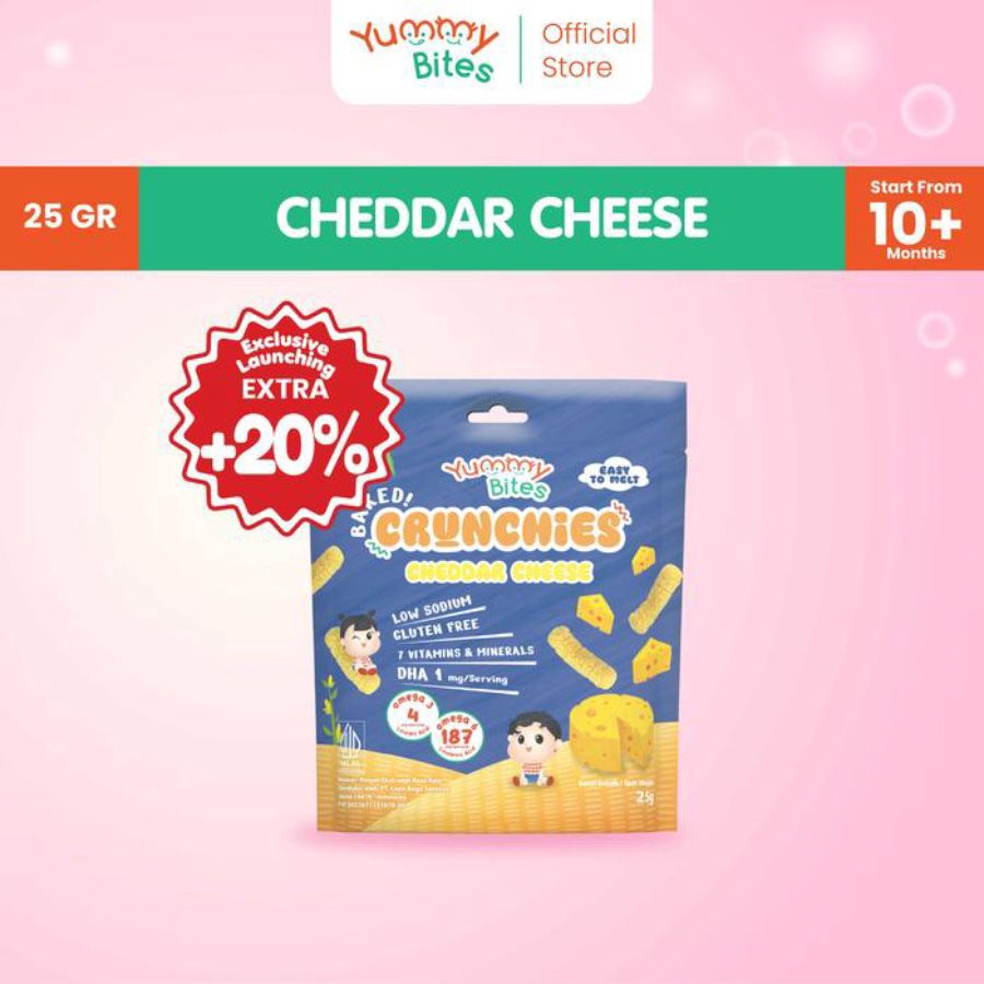 Yummy Bites Crunchies Cheddar Cheese Snack Bayi 25gram