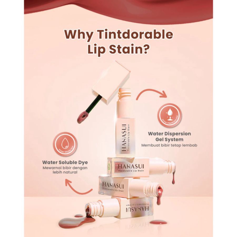Hanasui Tintdorable Lip Stain Lip Tint 01 Cherry 1pcs