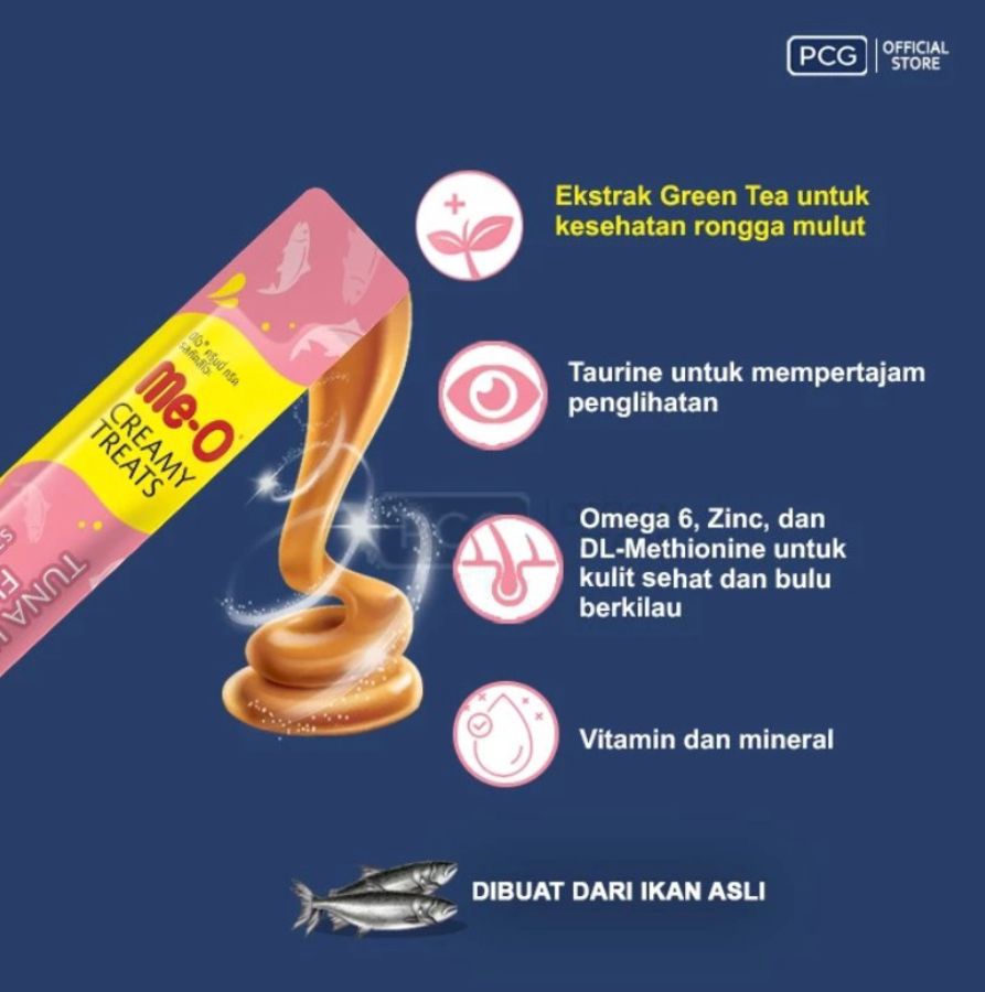 Me-O Creamy Treats Cakalang Snack Kucing 4 sticks x 15 gram 1pack