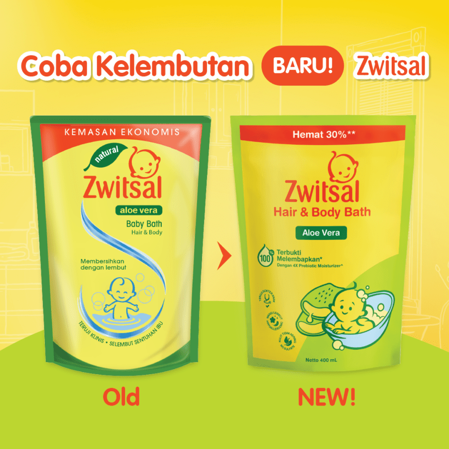 Bundle 2 Zwitsal Aloe Vera Baby Hair & Body Wash 400 ml