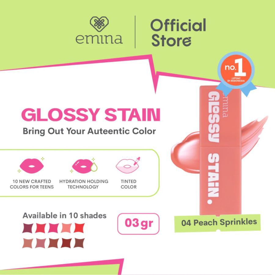 Emina Glossy Stain 04 Peach Sprinkles Lip Tint 3gram