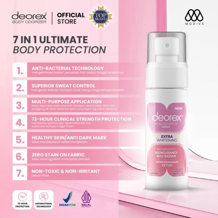 Deorex Extra Whitening Body Odorizer Spray 60ml