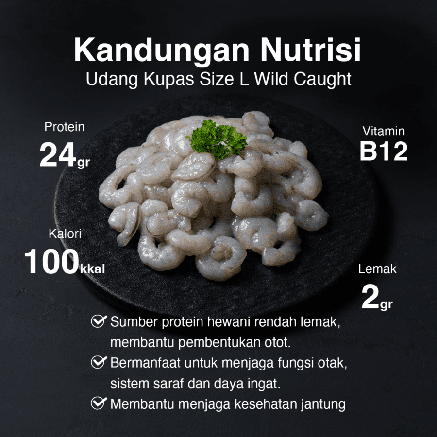 Udang Kupas Size L Wild Caught 500gram