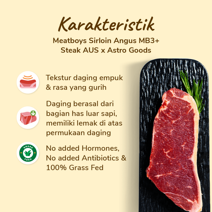 Sirloin Angus MB3+ Steak AUS Meatboys x Astro Farm 200gram
