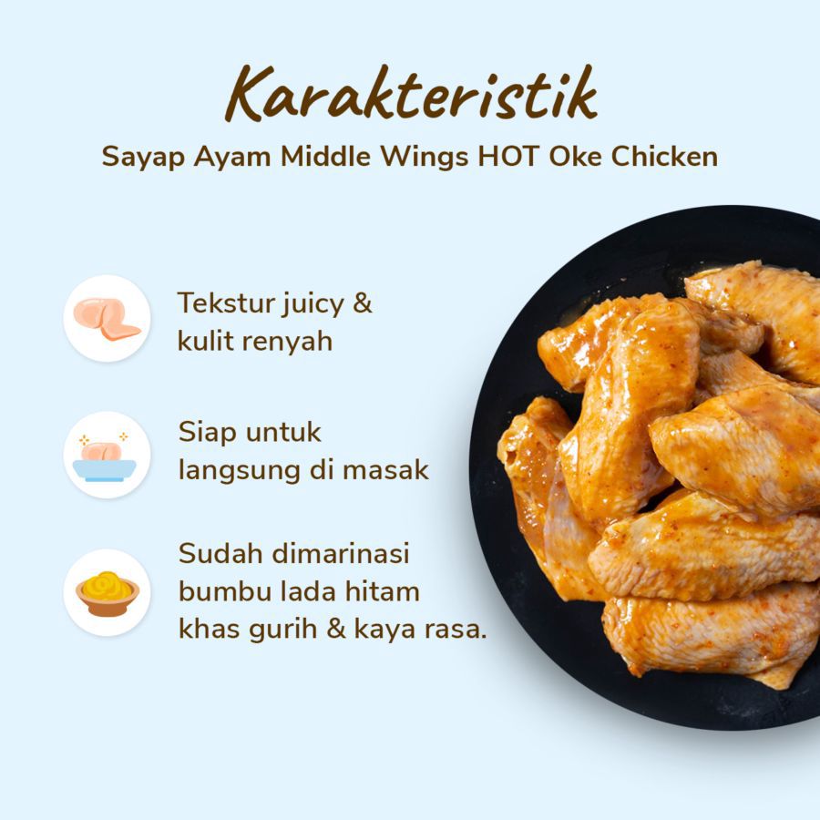 Sayap Ayam Middle Wings HOT Oke Chicken 500gram
