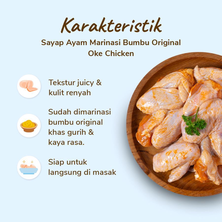 Sayap Ayam Marinasi Bumbu Original Oke Chicken 500gram