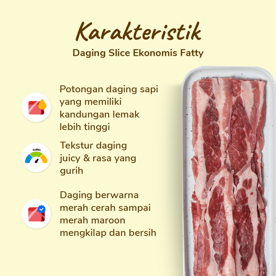 Daging Slice Beef Ekonomis Fatty Cuts 250gram