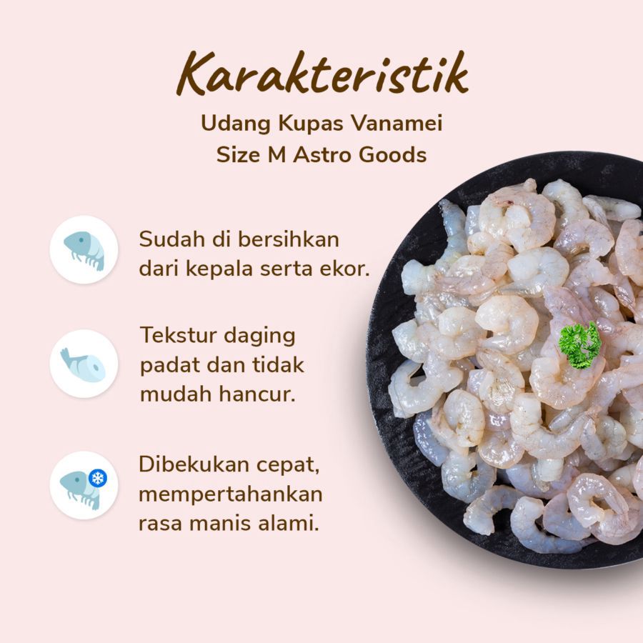 Udang Kupas Vanamei Size M Astro Farm 500gram