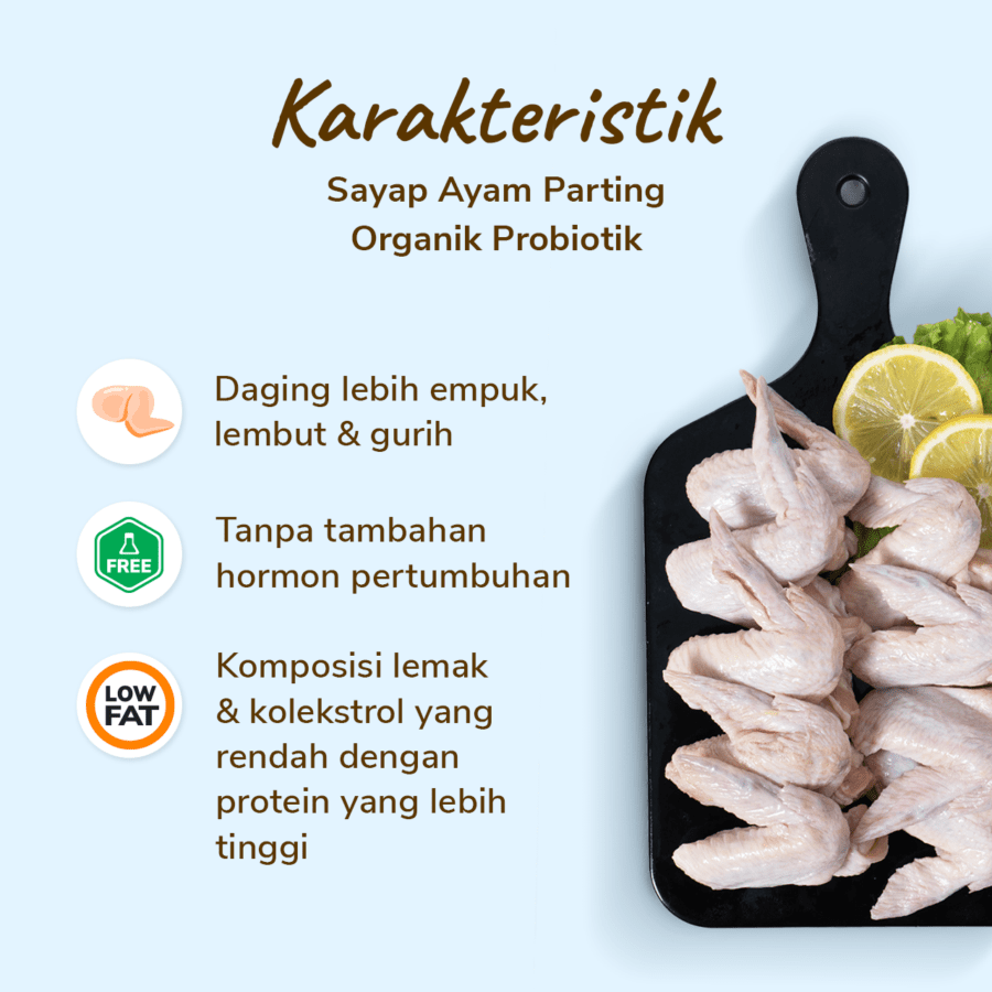 Sayap Ayam Parting Organik Probiotik Hona Farm 500gram
