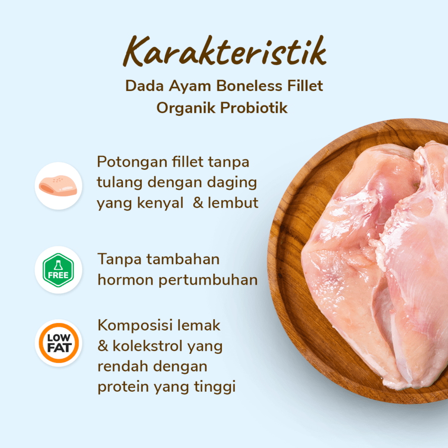 Dada Ayam Boneless Fillet Organik Probiotik Natural Poultry