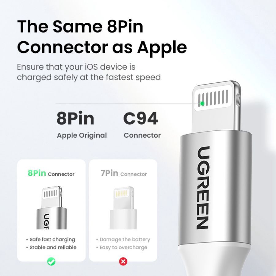 Ugreen Type C to Lightning Silver 1 Meter Cable