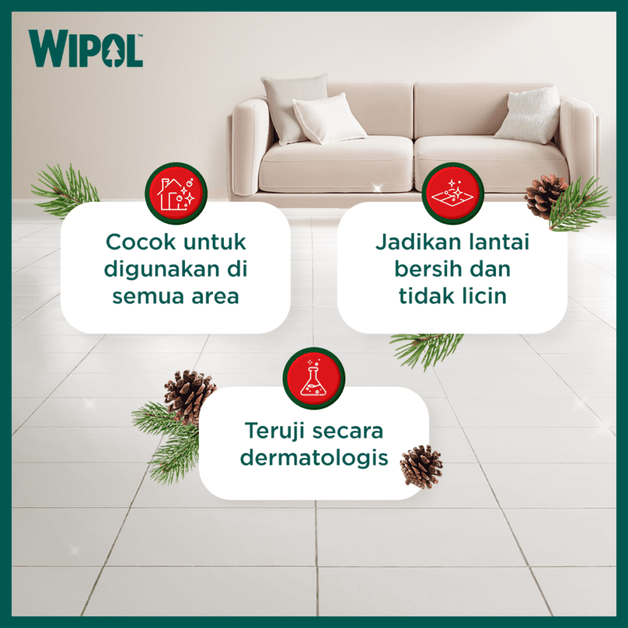 Wipol Karbol Cemara Pembersih Lantai Pouch 1400gram