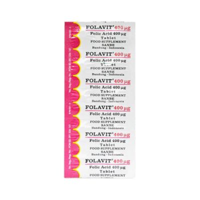Folavit Folat Acid 400 Mcg Suplemen Ibu Hamil 10 Tablet