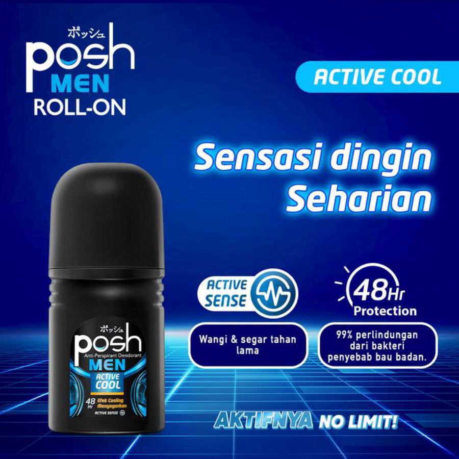 Posh Men Active Cool Deodorant Roll On 50ml