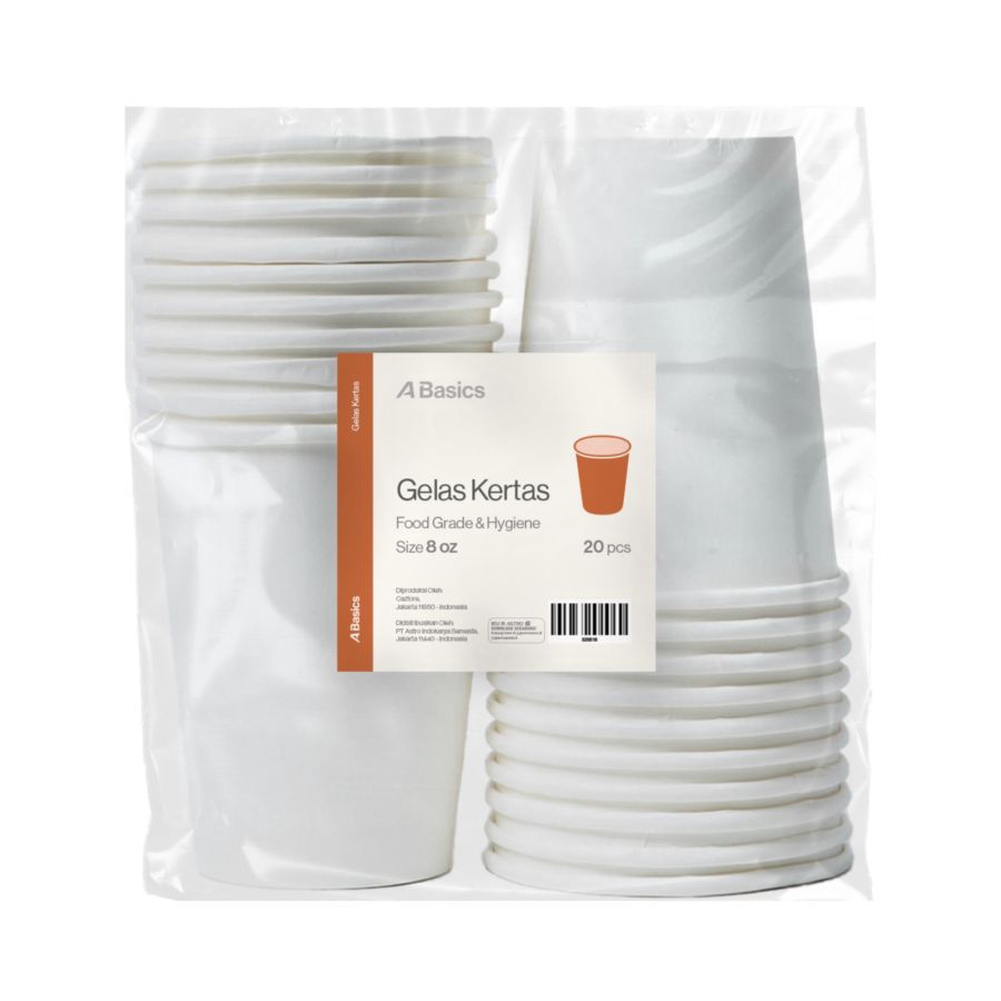 Gelas Kertas A Basics 8oz Isi 20 pcs 1pack