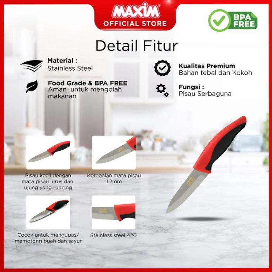 Maxim Tools Paring Knife Stainless Steel 3.5 Inch 1pcs