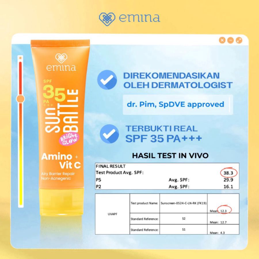 Emina Sun Battle Bright Glow Sunscreen SPF 35 PA+++ 50ml
