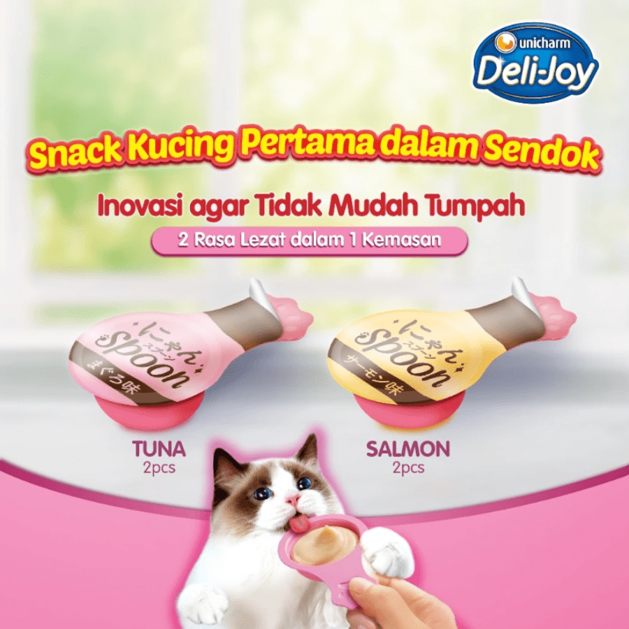 Deli Joy Sendok Tuna Salmon Snack Kucing 4 pcs x 10 gram 1pack