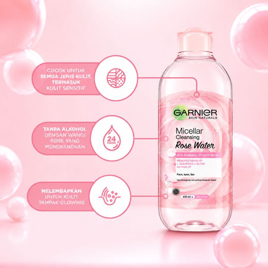 Garnier Micellar Rose Water Cleanse & Glow Skin Care 400ml