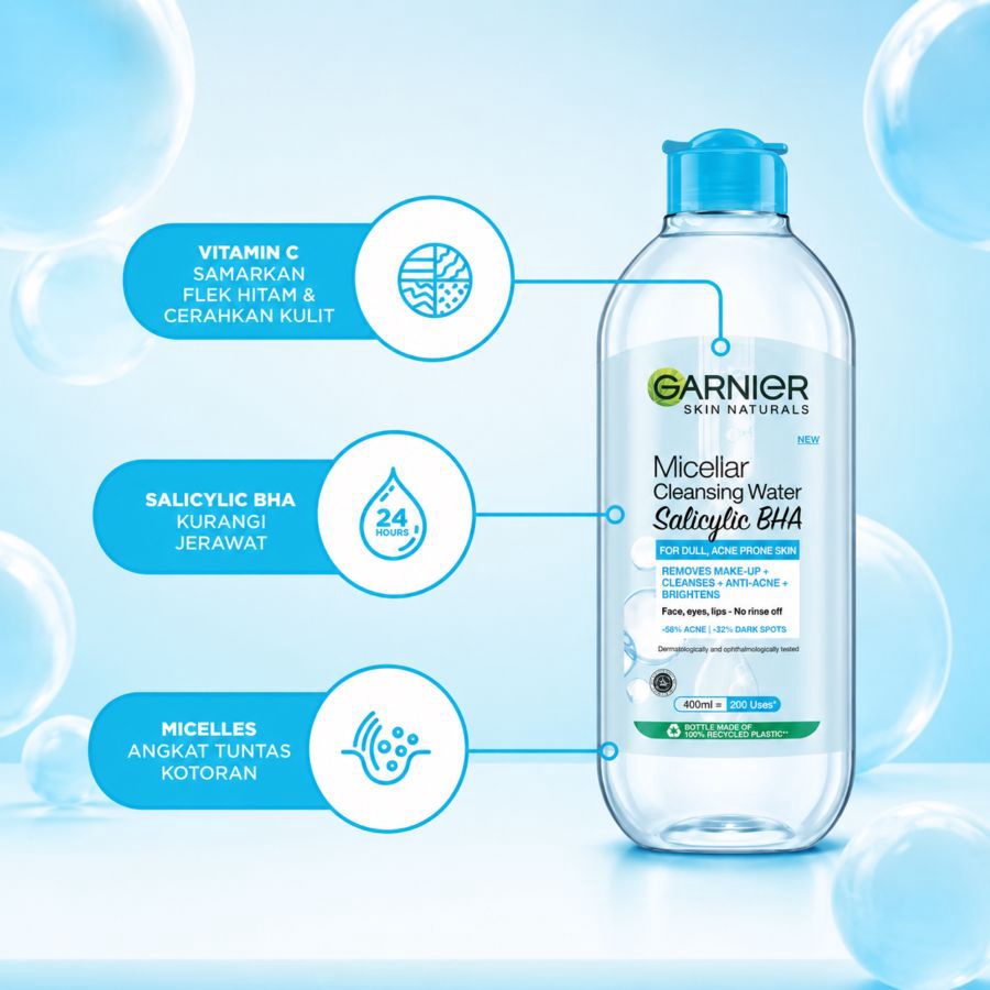 Garnier Salicylic BHA For Dull & Acne Prone Skin Micellar Cleansing Water 400ml