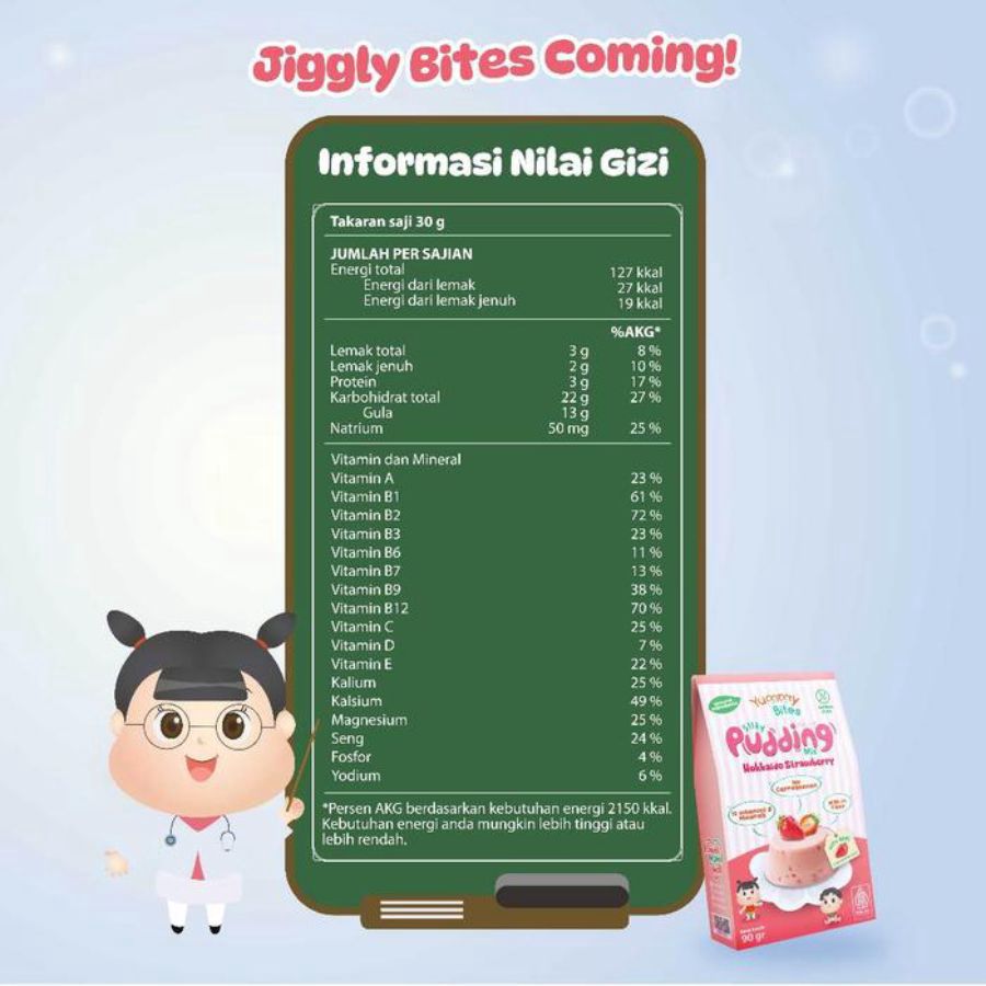Yummy Bites Silky Pudding Mix Hokkaido Strawberry MPASI 90gram