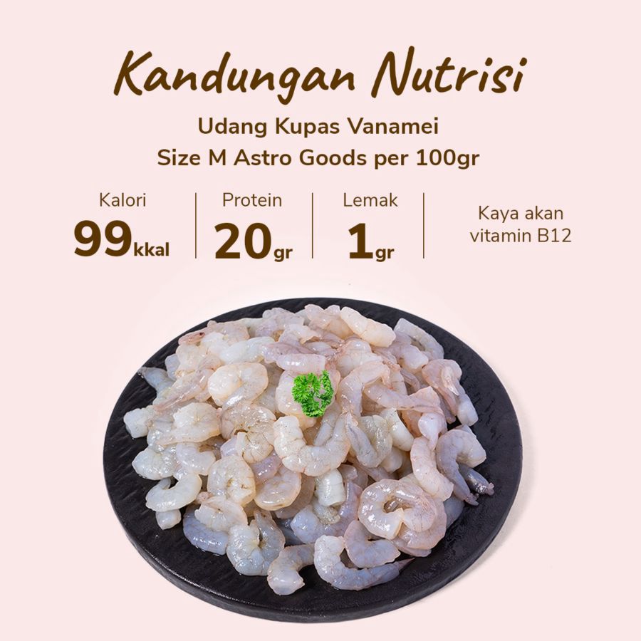 Udang Kupas Vanamei Size M Astro Farm 1000gram