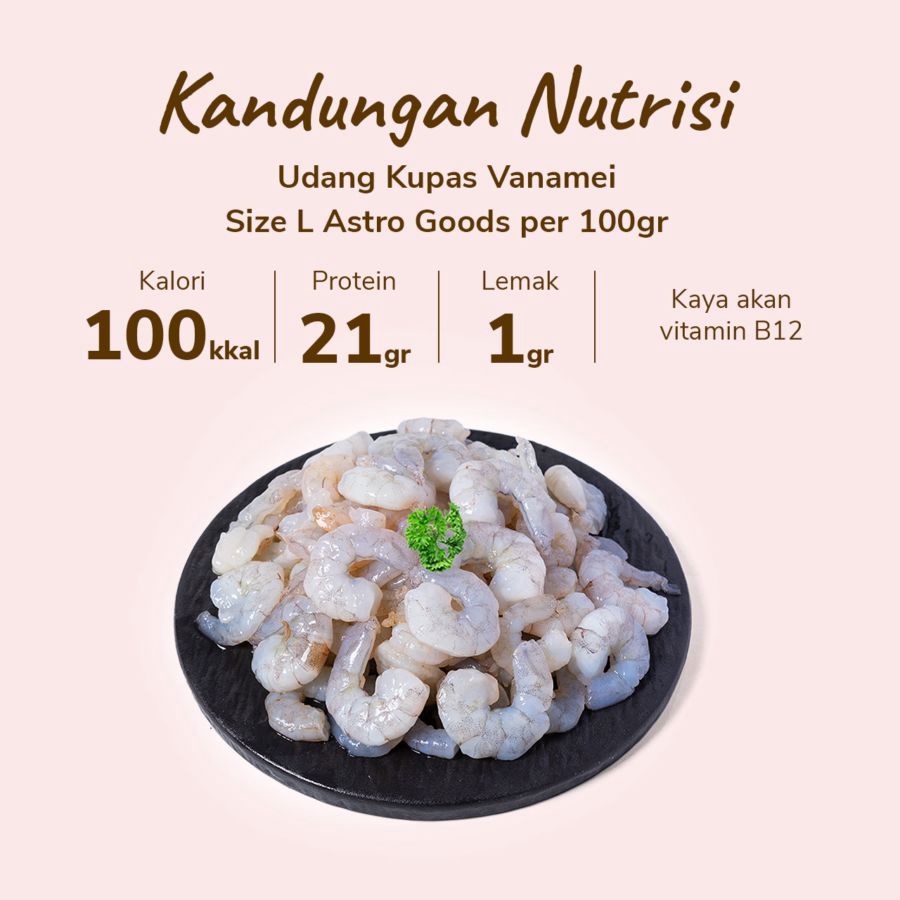 Udang Kupas Vanamei Size L Astro Farm 250gram