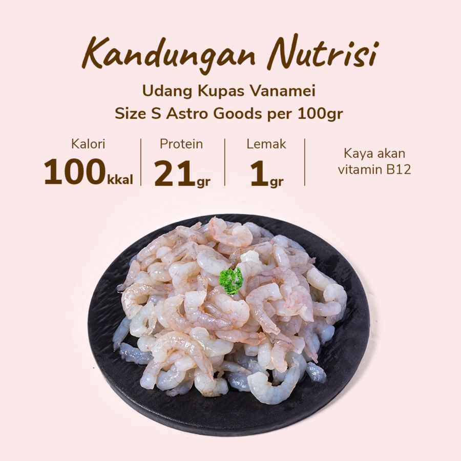 Udang Kupas Vanamei Size S Astro Farm 1000gram