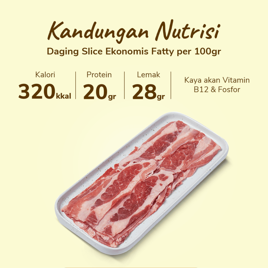 Daging Slice Beef Ekonomis Fatty Cuts 250gram